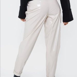 Stone Vinyl Pocket Detail Tapered Pants